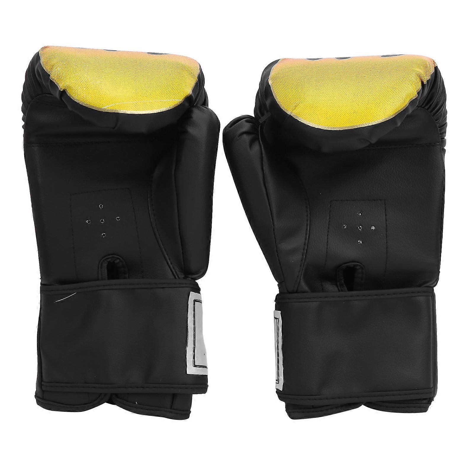 1Paar Erwachsene Boxhandschuhe PU Leder Schwarz Sandsack Trainingsausrüstung