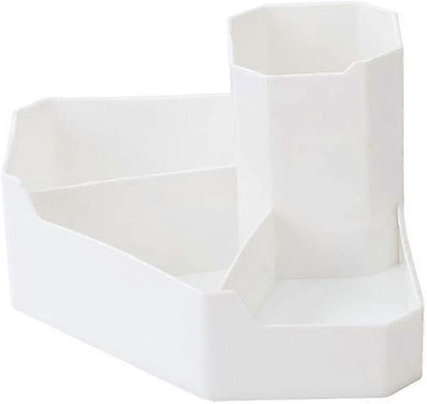 White Cosmetic Storage Box & Makeup Organizer for Desktop with Corner Container