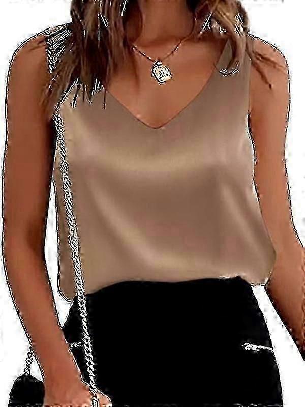 المرأة الحرير الساتان تانك قمم V الرقبة عارضة كامي بلا أكمام البلوزات Camisole وصول جديد