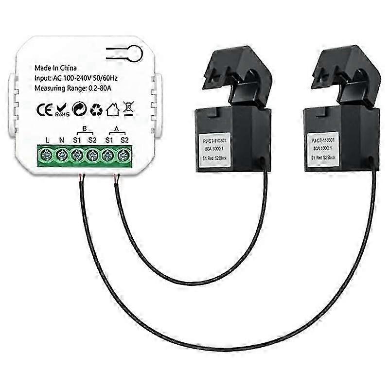 Tuya Wifi Intelligent Energy Meter Solar PV System Power Production Consumption Bidirectional Monitoring Meter with 2 CT