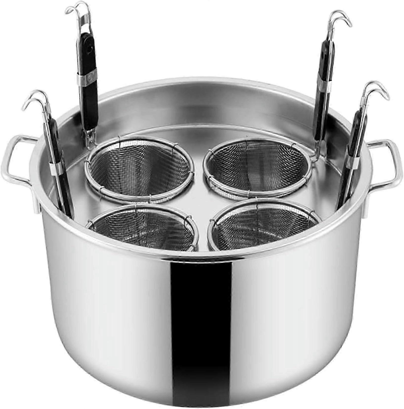 ステンレス製パスタクッカーセット、ストレーナーバスケット付きパスタ、野菜などの茹でたり、蒸したり、水切りしたり、3穴