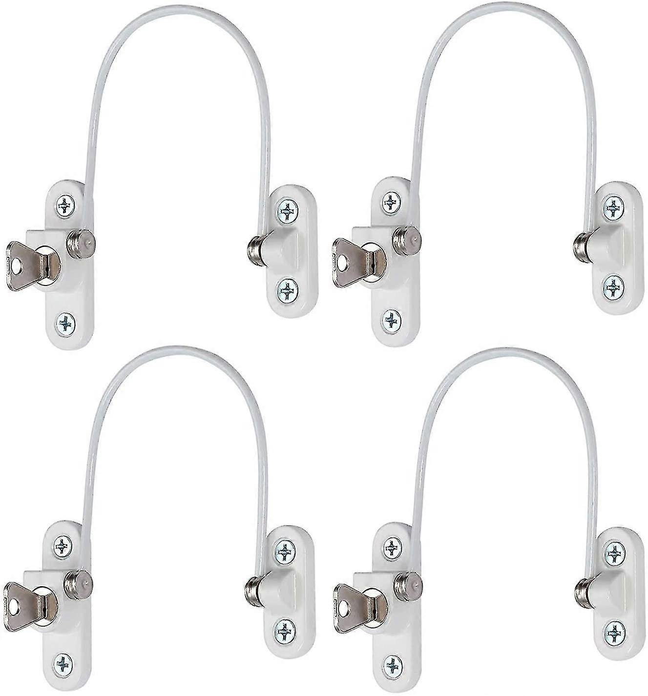 4 Pcs Security Window Lock, Window Security Door Lock With Key For Child Baby, Cable Anti Theft Lock