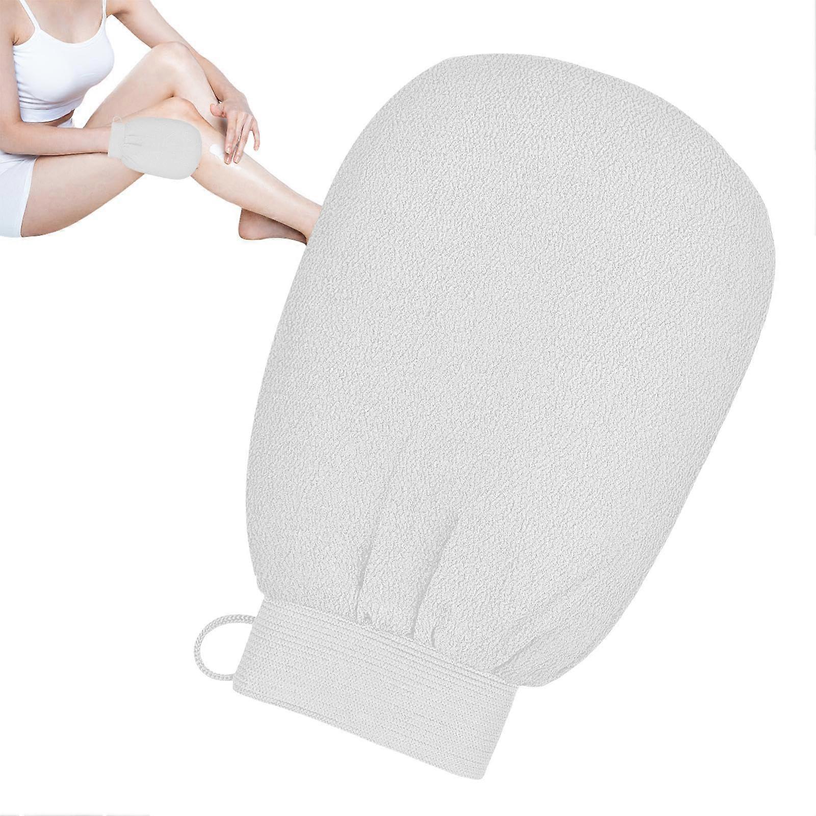 Body Scrub Gloves Skin Exfoliator With Hangable Loop White Shower Gloves