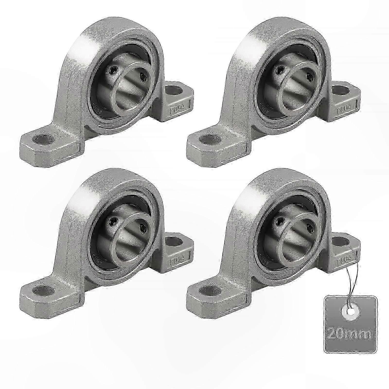 Paquet de 4 roulements à semelle avec roulements à billes, base en fonte, boîtier en alliage de zinc