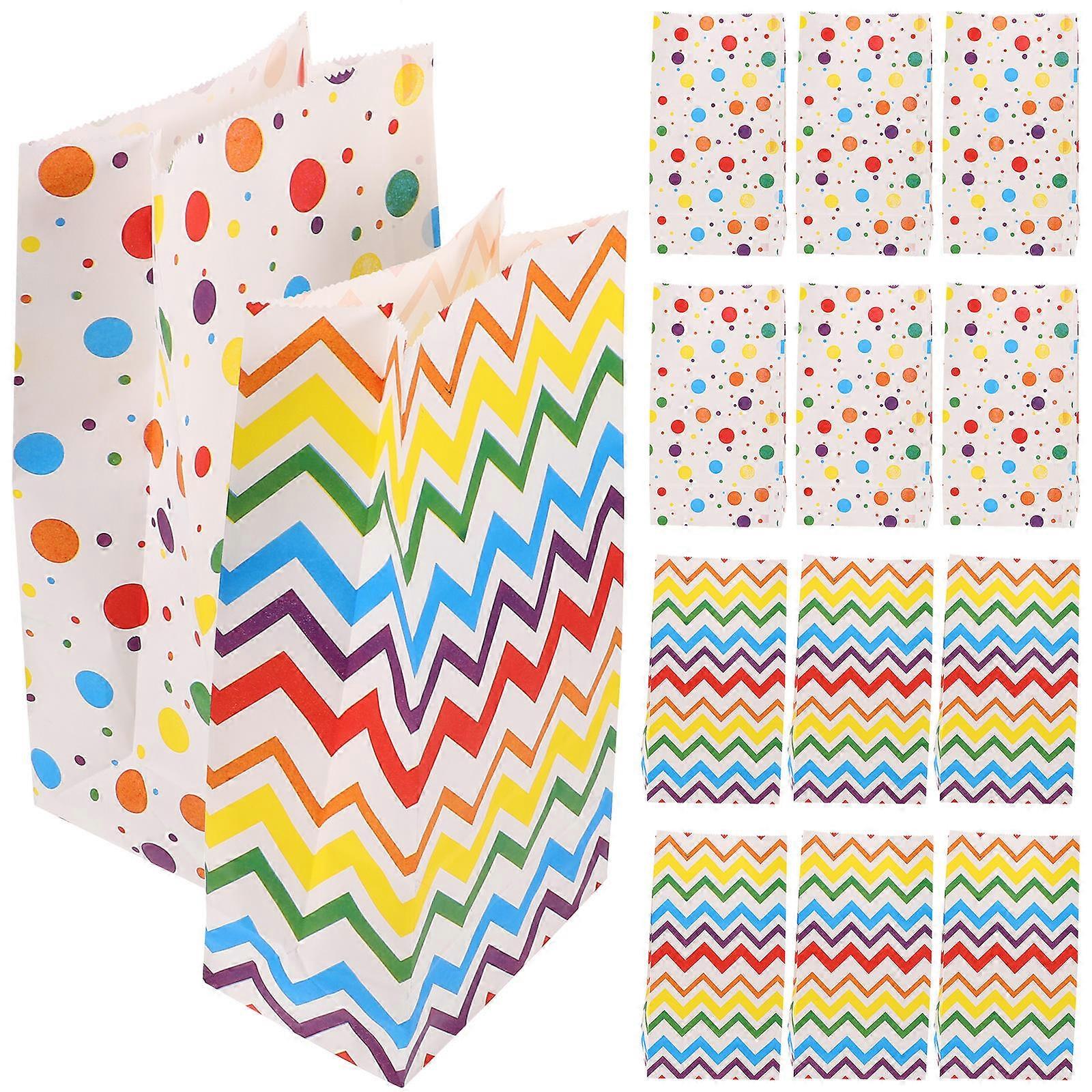 20pcs Assorted Color Kraft Paper Gift Bags for Baking Use and Party Decorations 9.84 x 6.3 x 3.15