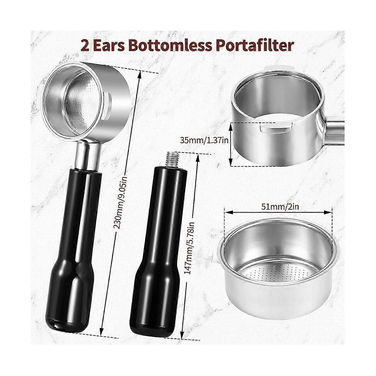 2 Ears 51mm Bottomless Portafilter with Filter Basket for Ecp3420/Ec155/Bco430/Ec260 Espresso Machi