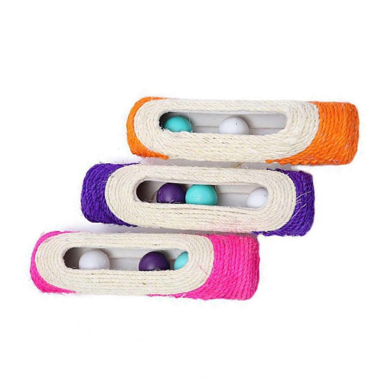 Sisal Cat Scratch Board With Three Ring Balls For Indoor Cats And Dogs Claw Grinding Pad Protects Furniture Random Color