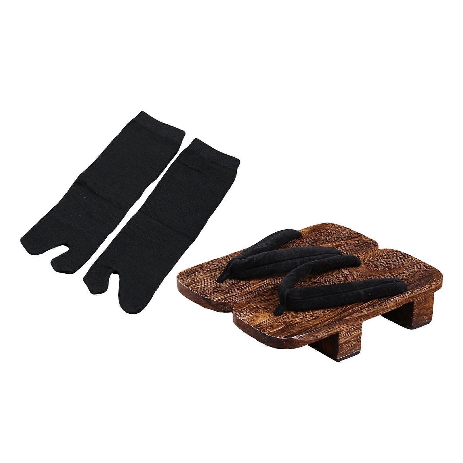 Japanese Wooden Clogs with Tabi Socks,Flip Flops,Cosplay,Anti Slip Geta Slippers