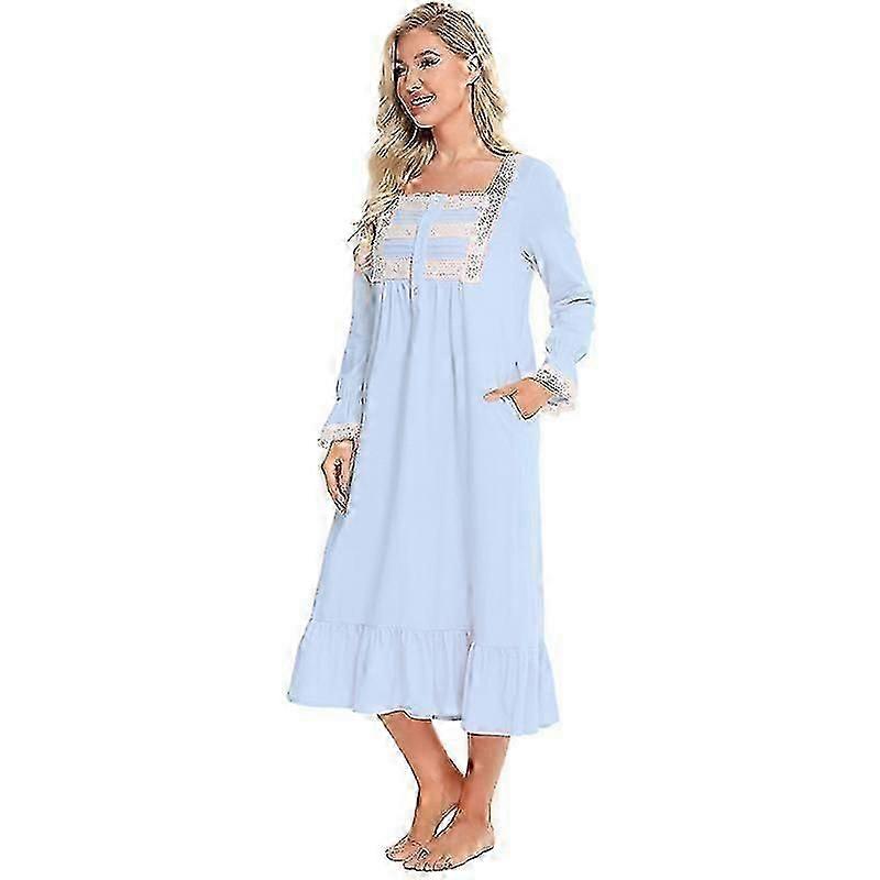 Pyjama victorien en coton, chemise de nuit à manches longues