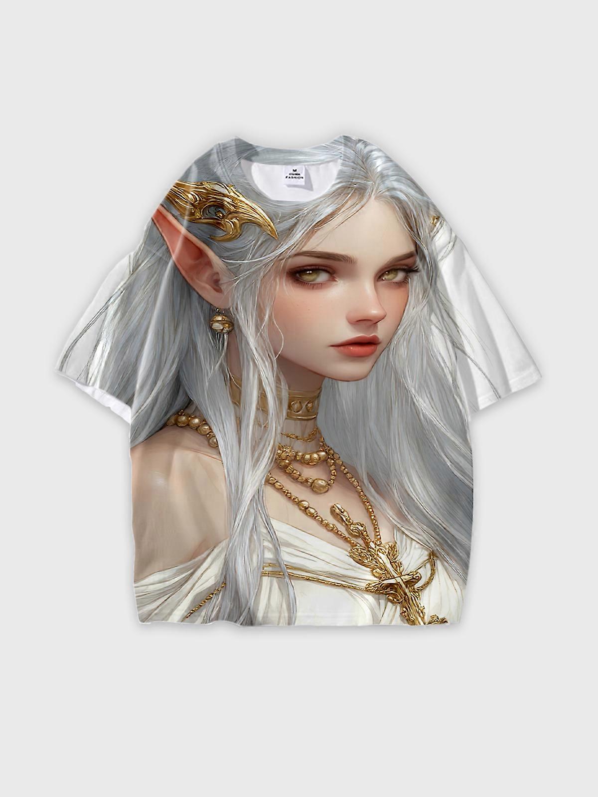 T-Shirt Short Sleeve Round Neck, Summer Casual Loose Graphic Tee, Unisex Pattern W1719