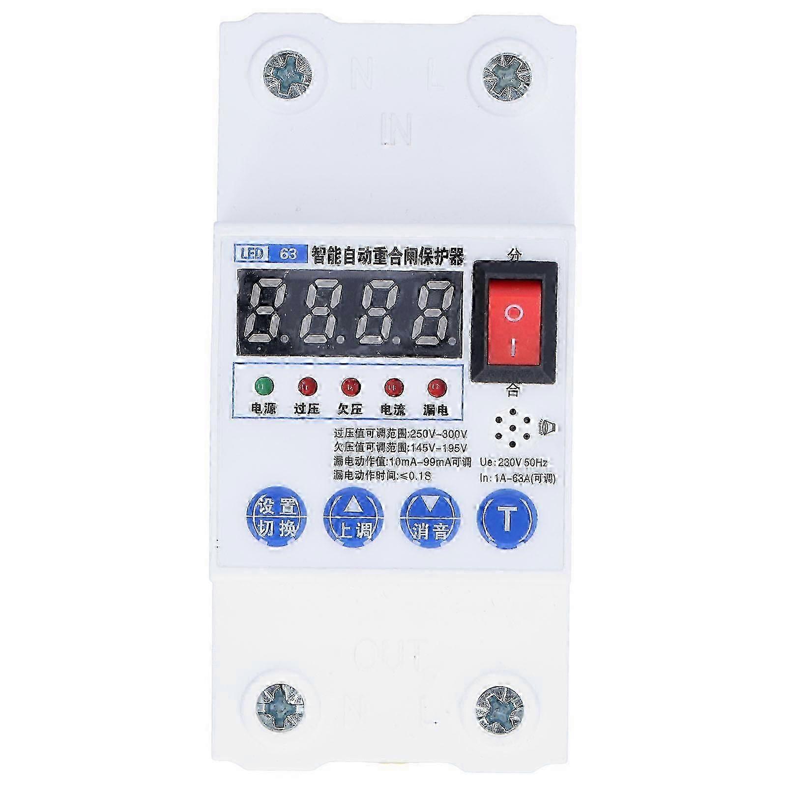 Leakage Circuit Breaker Intelligent Automatic Reclosing Protector Switch 45mm Width AC230V 50HZ