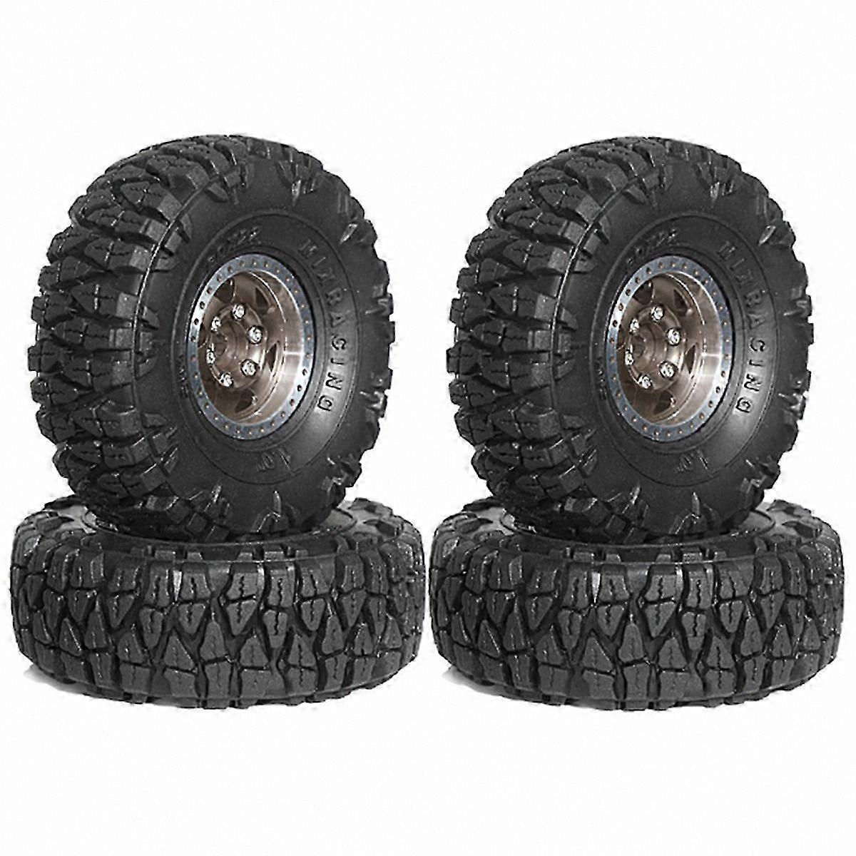 4 peças 60mm 1,0 polegadas metal beadlock rodas e pneus para 1/18 1/24 escala rc crawler veículos