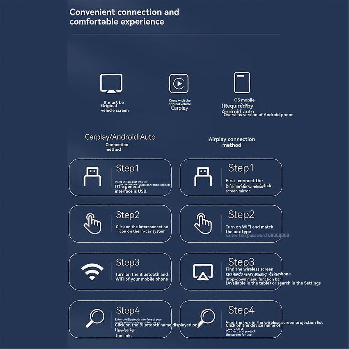 Wireless Carplay Adapter AirPlay Carplay Android Auto USB Dongle Wired Carplay to Wireless Plug an