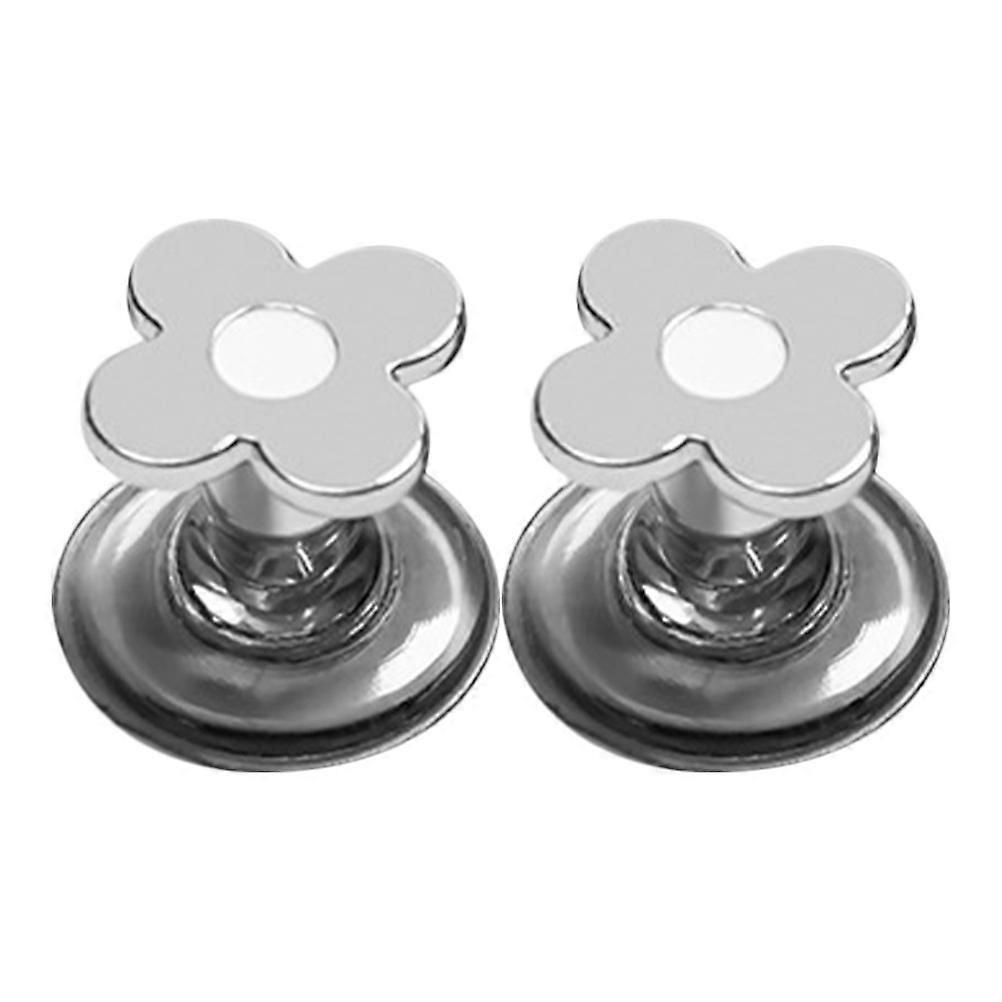 Flower Toilet Button Handle for Bathroom 8Pcs Plastic Silver Toilet Tank