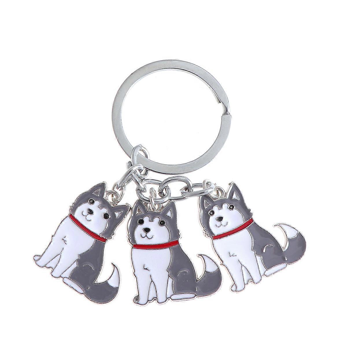 Car Key Ring Fashion Keychain Husky Grey Pet Dog for Hanging Keys