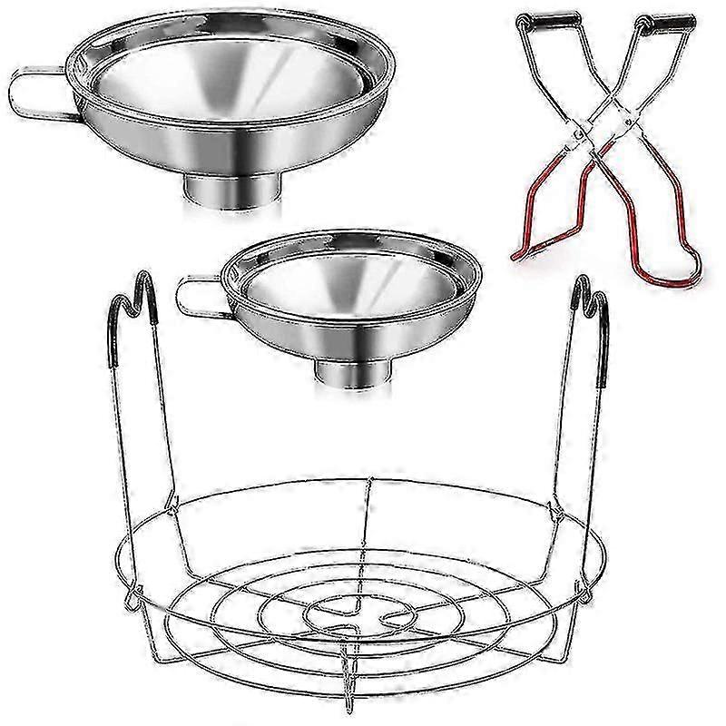 4 stuks canning kit, 1pc canning rack + 1pc canning jar lifter tong + 2pc canning trechters, inblikken benodigdheden inblikken