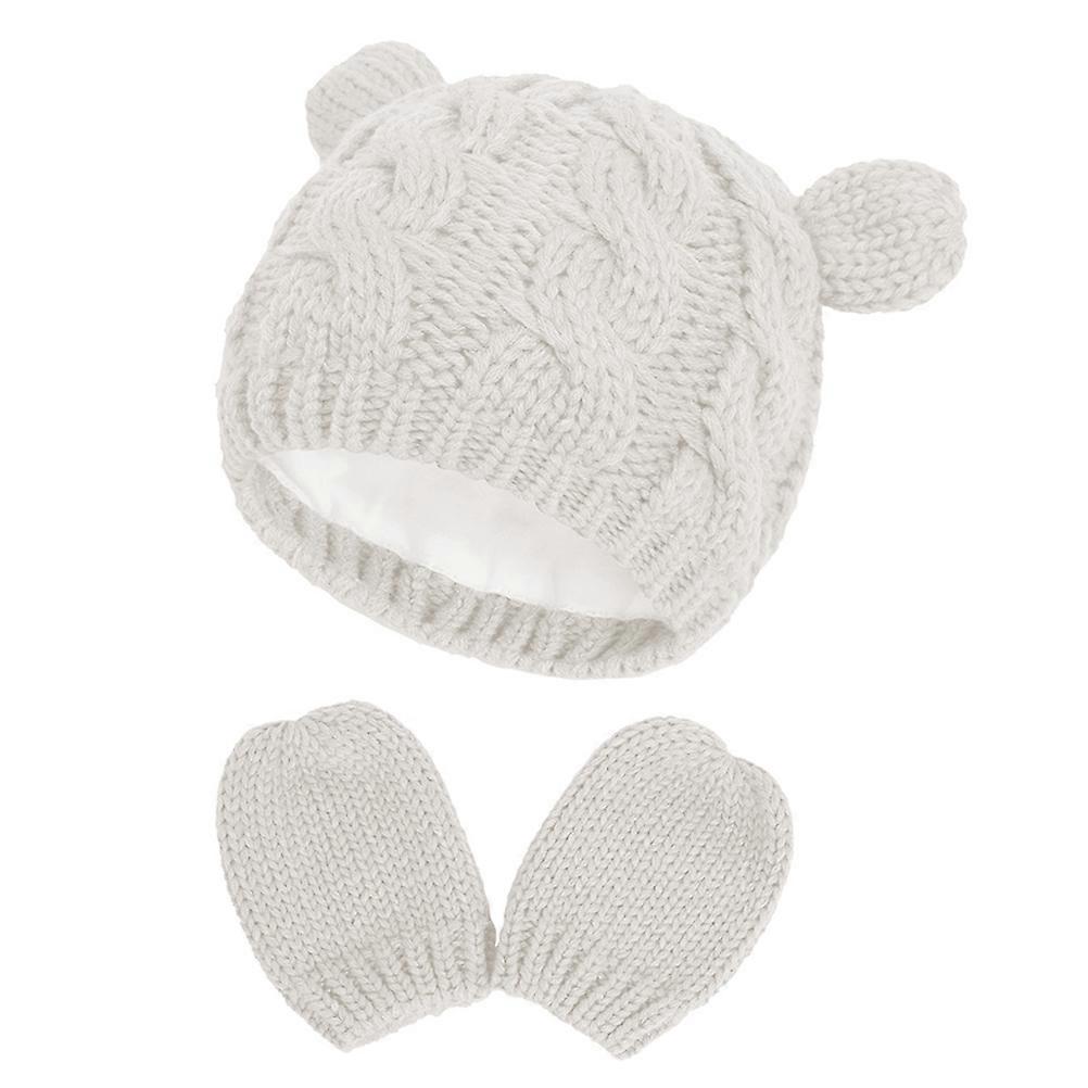 Kids Hat and Knitted Gloves 1Set Cap for Winter Warmth