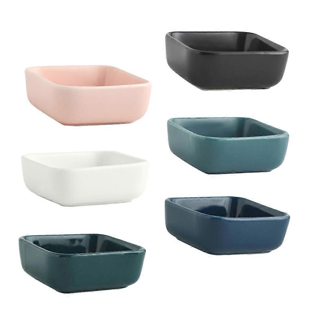 Assorted Color Ceramic Plates Dip Dish for Kitchen Use 6Pcs Condiment Bowls
