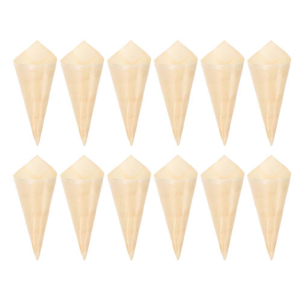 Party Candy Cones Culinary Presentation Tools Wood Material Light Brown Disposable Holder 50Set