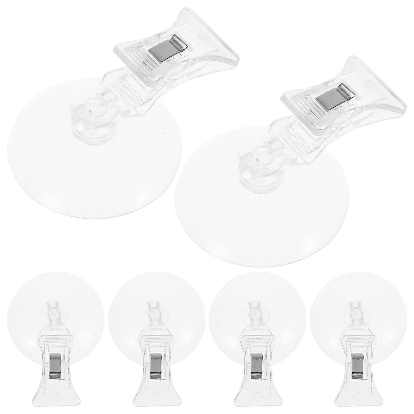 Window Suction Hooks Practical Suction Cup Clips for Advertising Boards Transparent Plastic Label Organization 6Pcs
