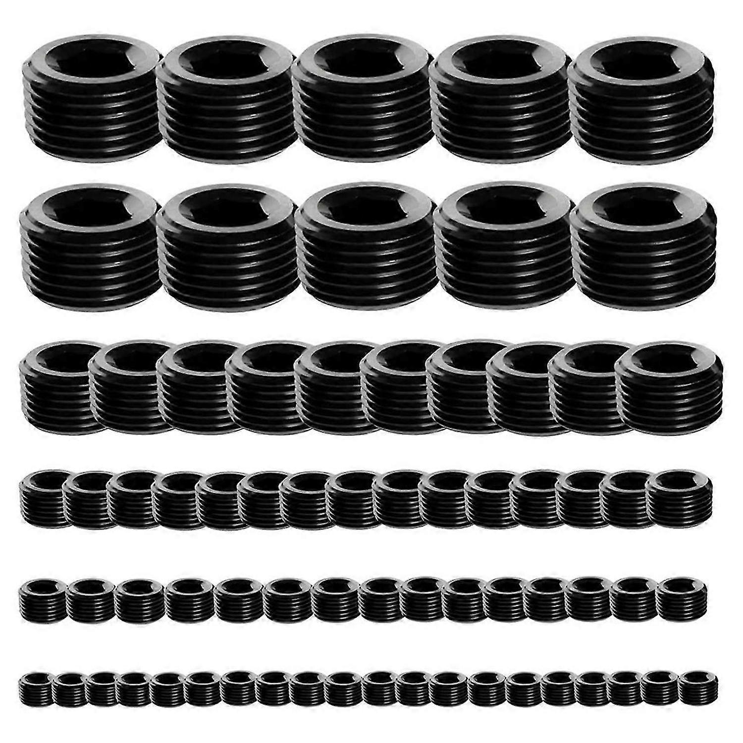 70Piece Black Carbon Steel Pipe Plug Accessory Assortment Kit