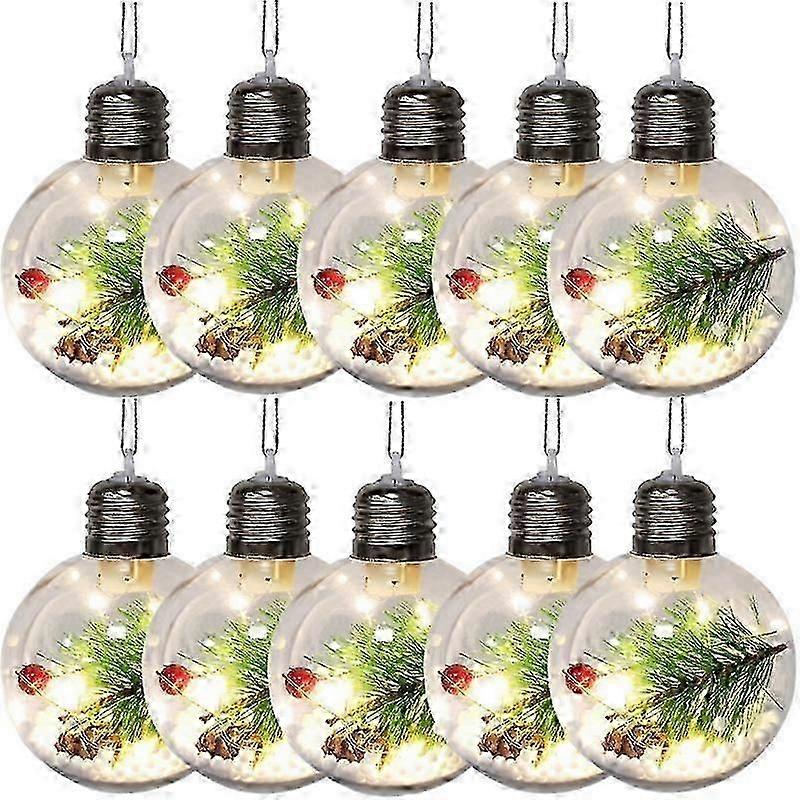 10PCS Clear Christmas Ball Plastic Fillable Tree Hanging Ornament Decor 8cm