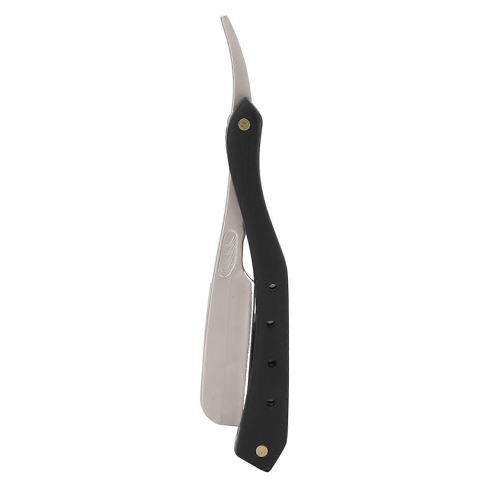Men's Straight Edge Razor Zinc Alloy Wooden Handle Razor for Barber Home (without Blade)