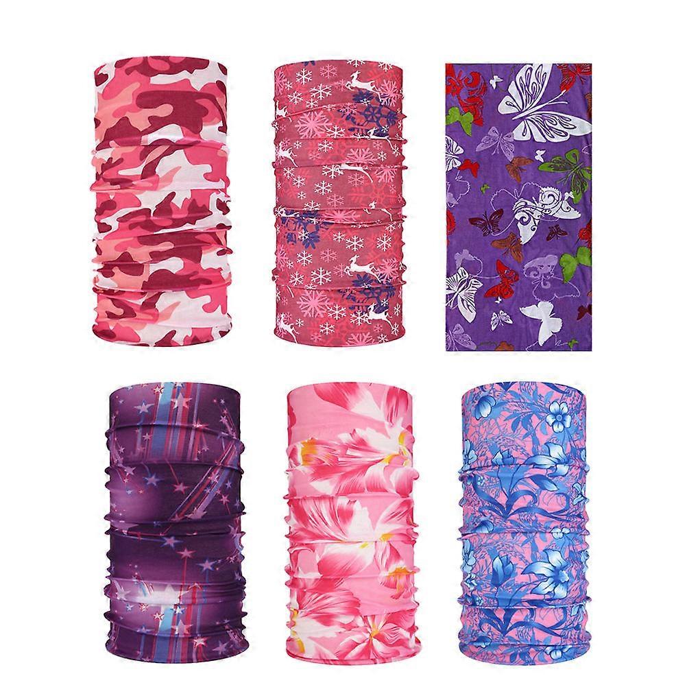 Neck Sun Face Mask Scarf Assorted Color Moisture Wicking for Hiking and Fishing 6Pcs