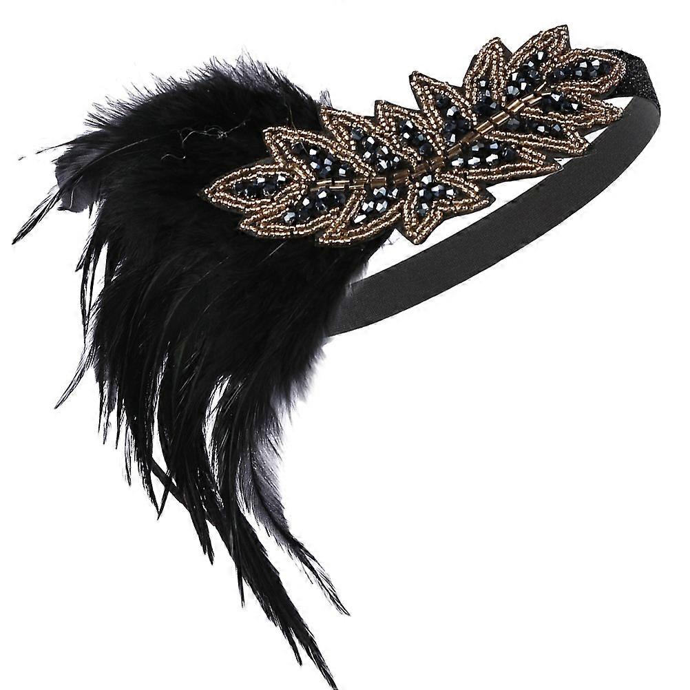 1920s Flapper Headband Elastic Hair Band for Party 2Pcs Navy Accessory
