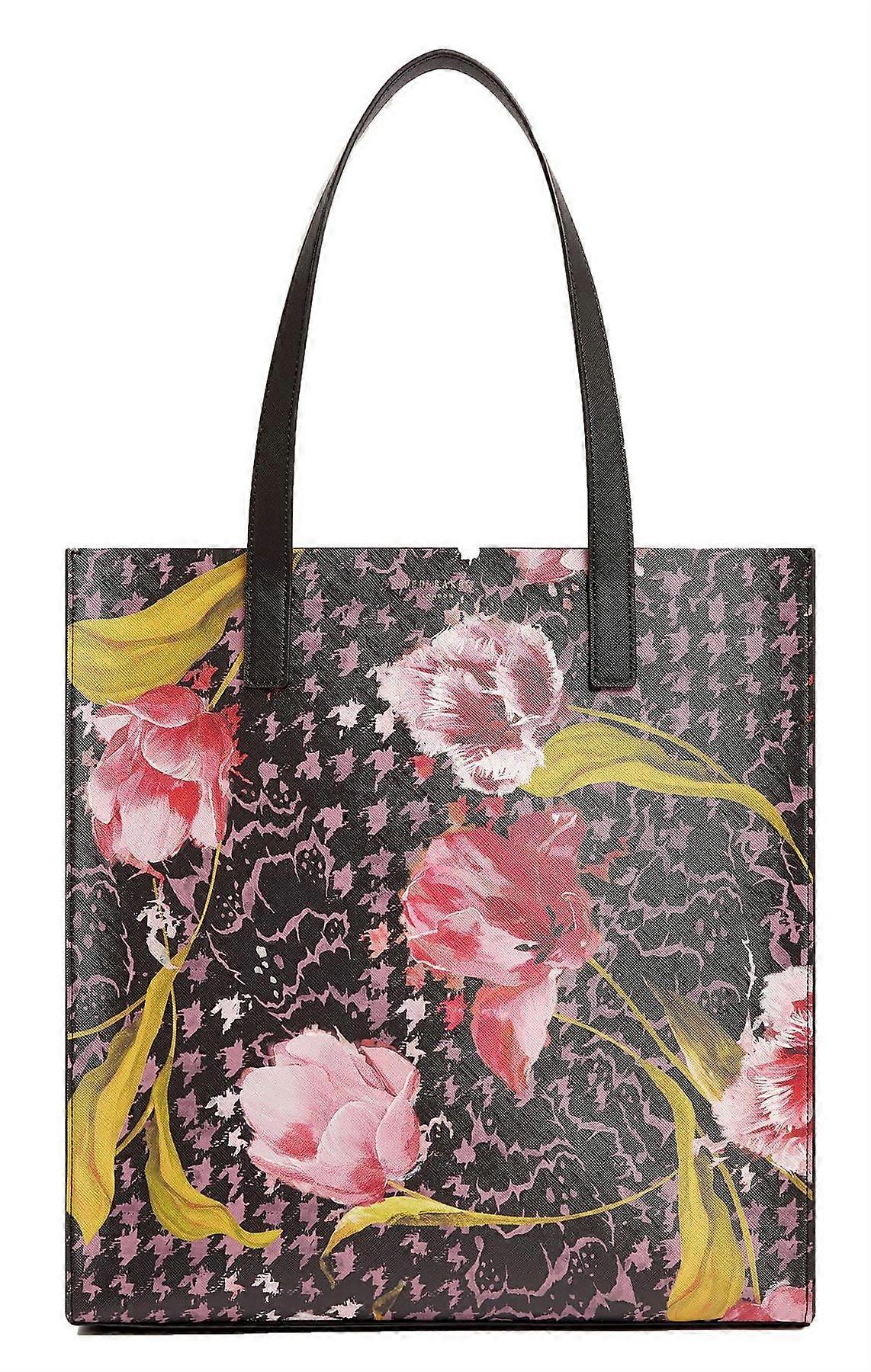 Ted Baker Tullsa Floral Check Print Large Icon Tote Bag - Black