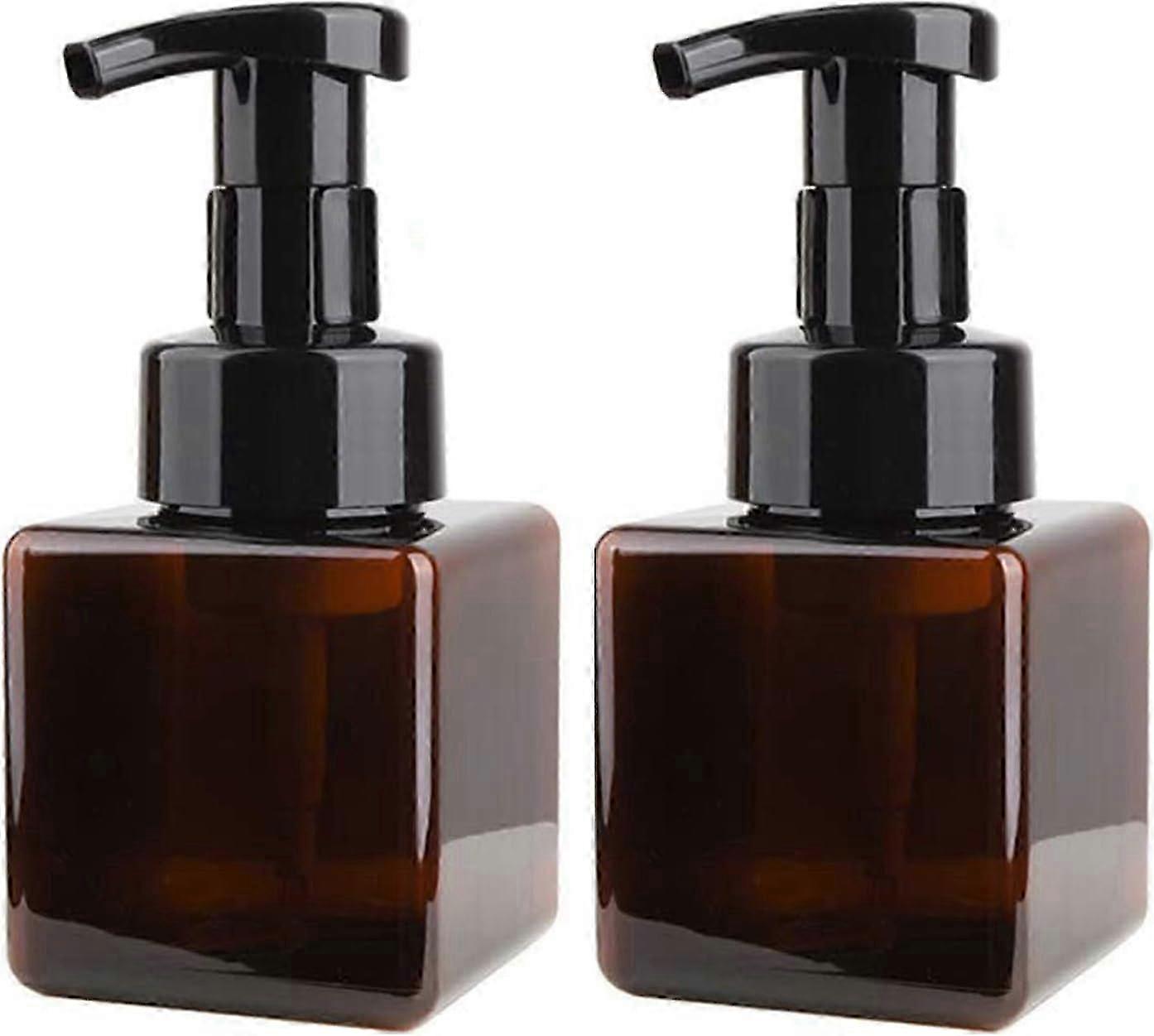 2-Pack 250ml Refillable Foaming Pump Bottles for Hand Soap Dispenser - Square Plastic Design