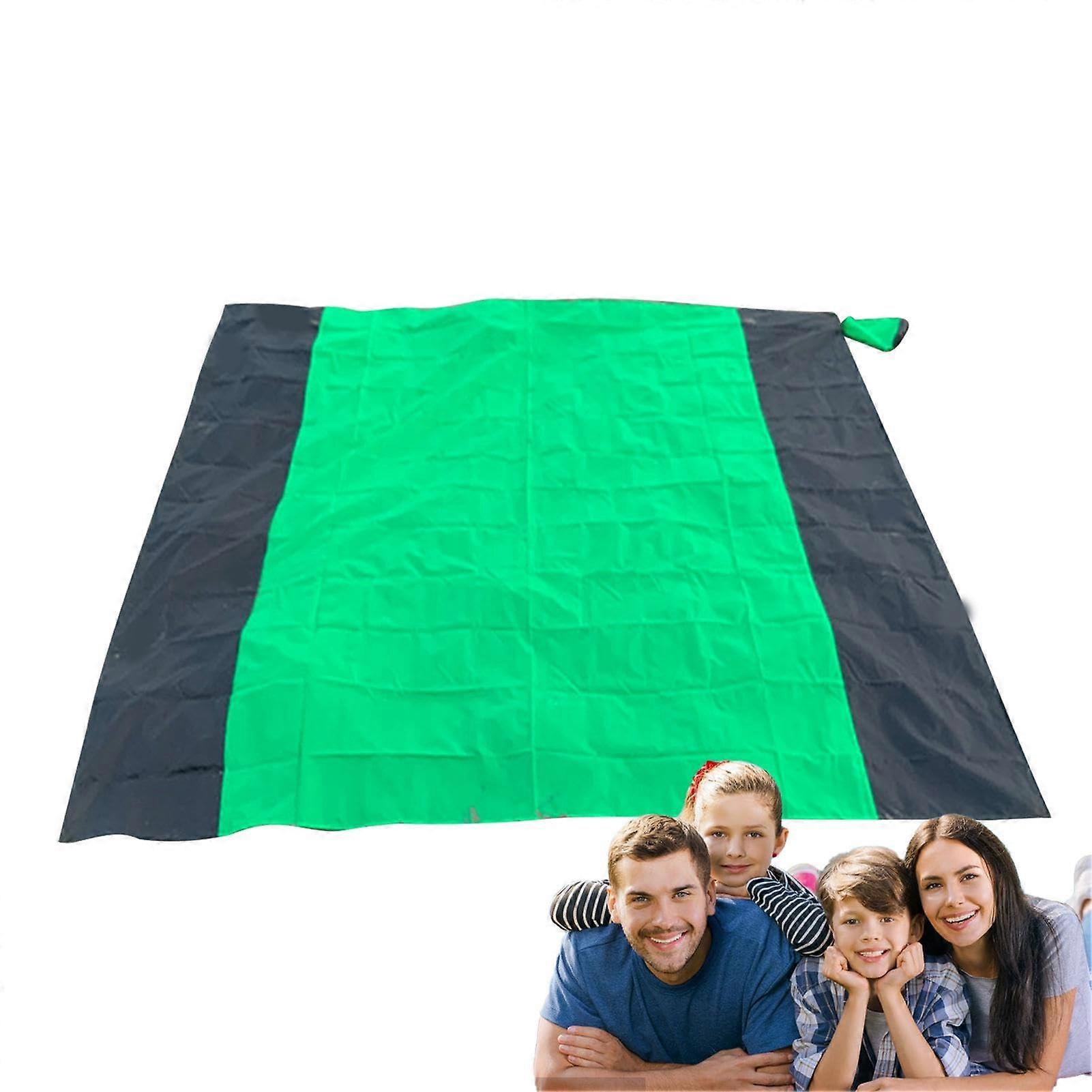 Beach Blanket Waterproof Sandproof Extra Large Beach Mat Foldable Green For Parks RV Outings Camping Hiking