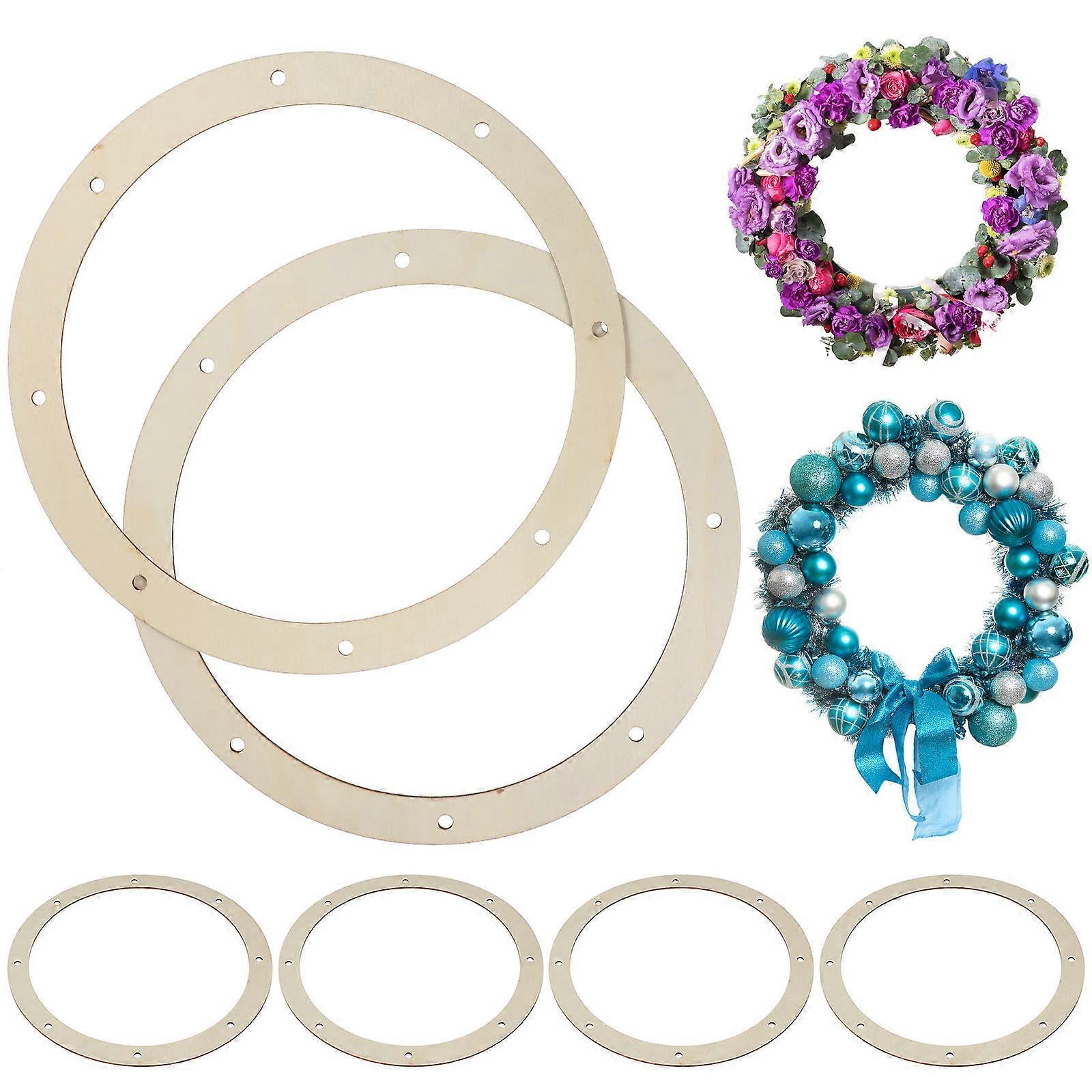24Pcs Wood Wreath Frames for Crafts Round Wooden Wreath Forms Beige