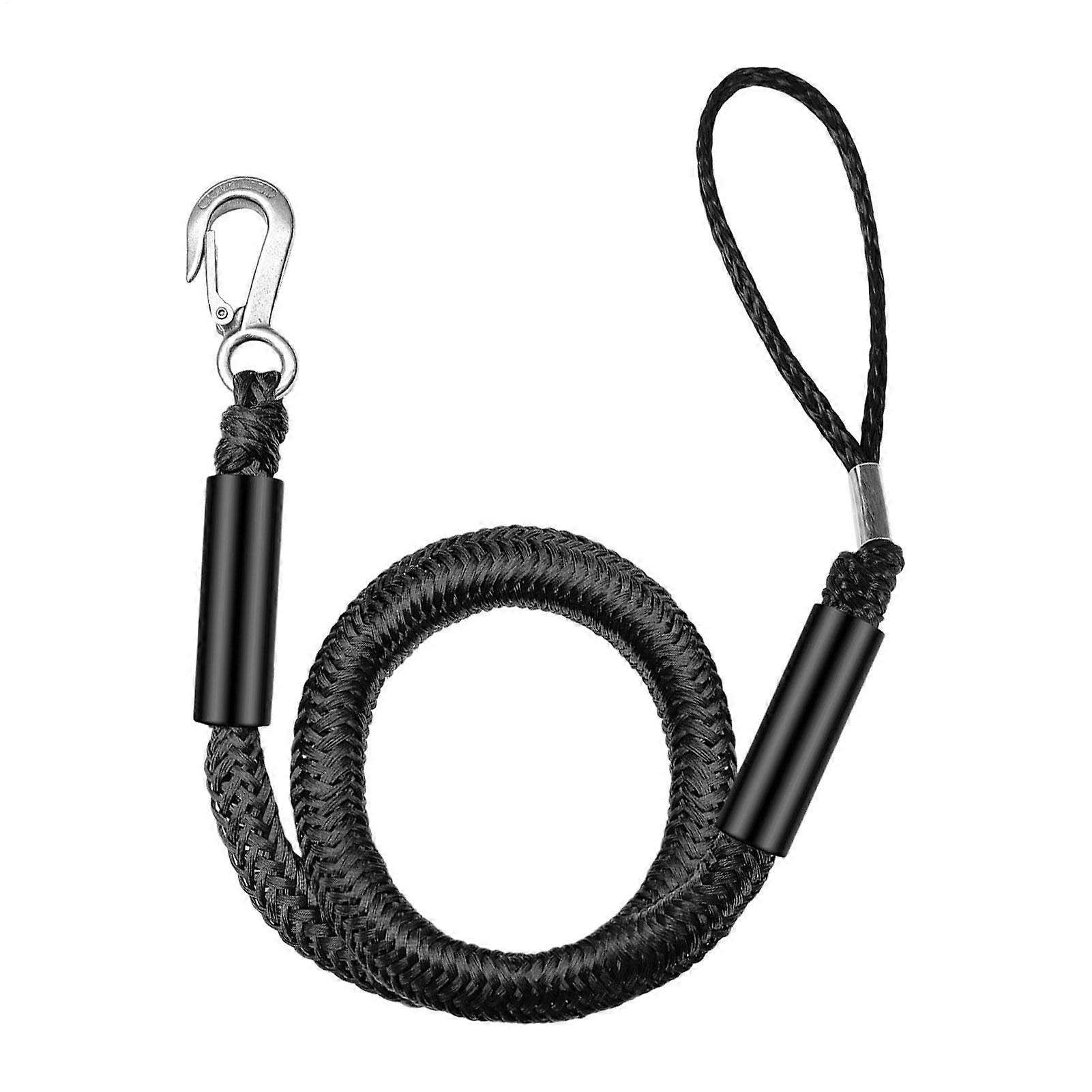 Rope Bungee 4 Foot Adjustable Parking Line With Elastic Core For Boats And Kayaks Marine Use Black Hook
