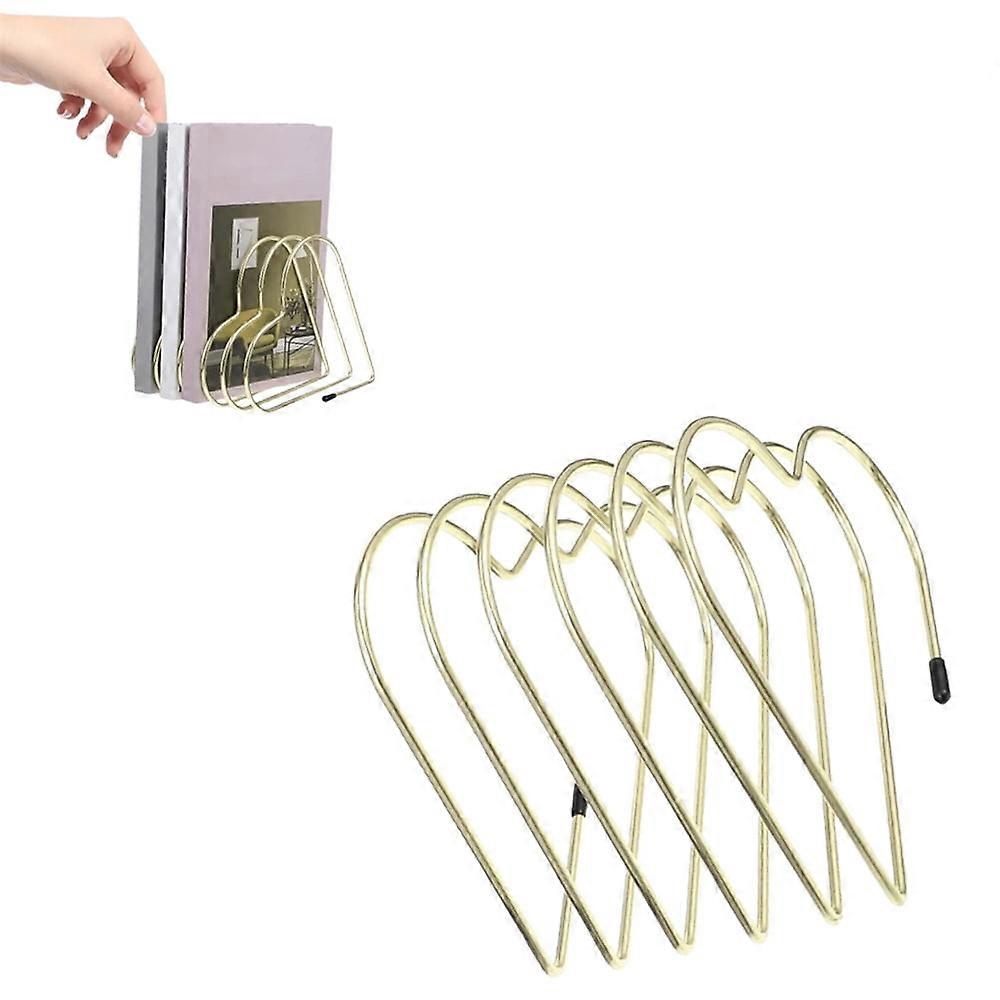 Heart Shaped File Holder Desk Organizer, Compatible with Gold Office Decor, Book & Paper Sorter Rack for Home