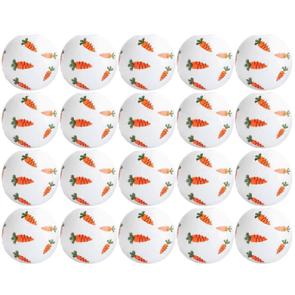 Square Shaped Carrot Printed Wood Beads For Stringing Crafts And Easter Decorations 100 Pcs