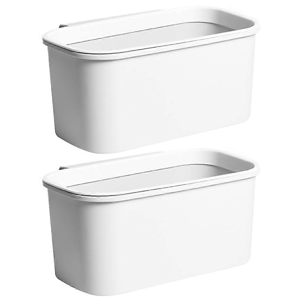 Hanging Kitchen Trash Can Garbage Container for Storage 2Pcs White ABS