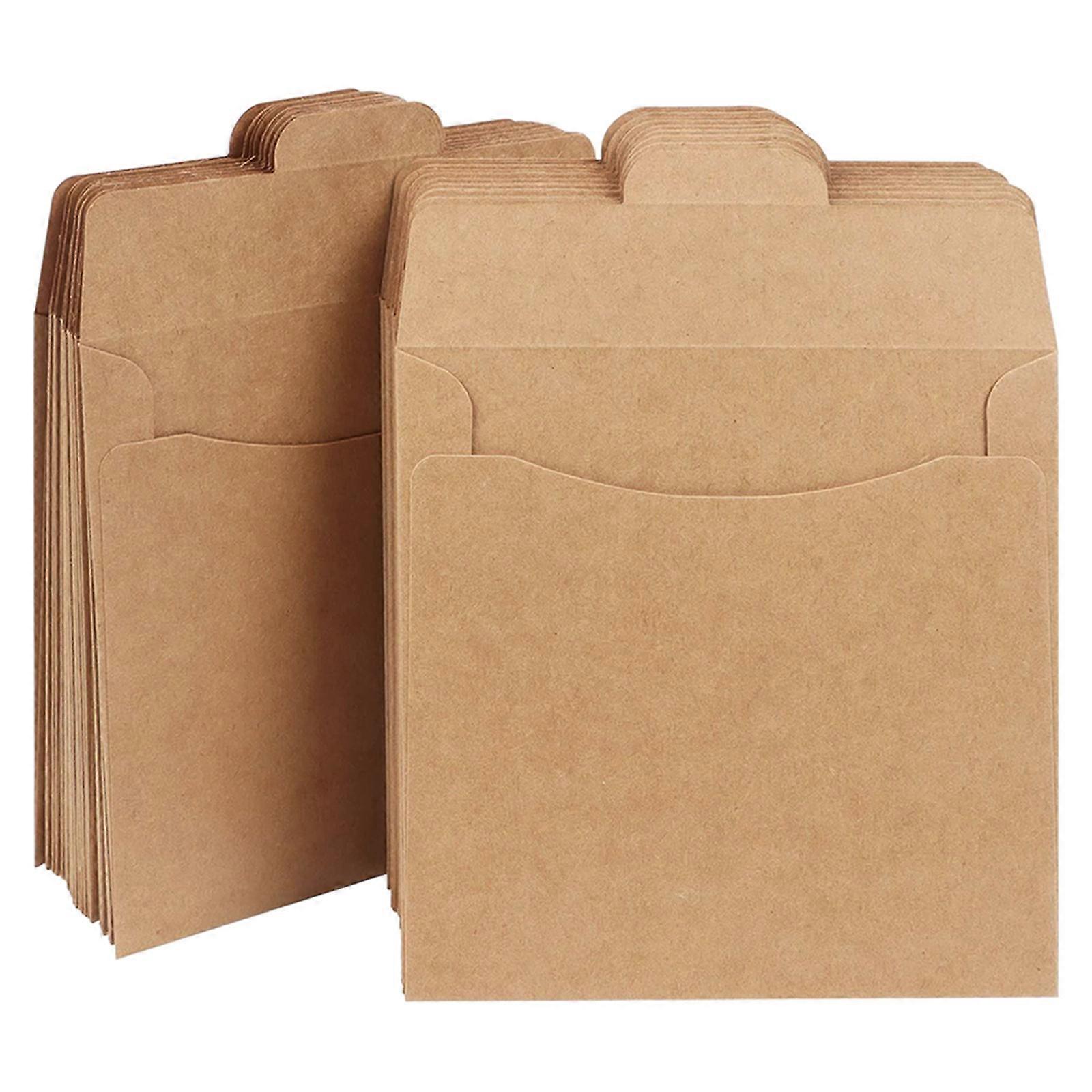 Kraft CD Envelopes 100 Pcs Light Brown Environmentally Friendly Packaging For Office And Storage
