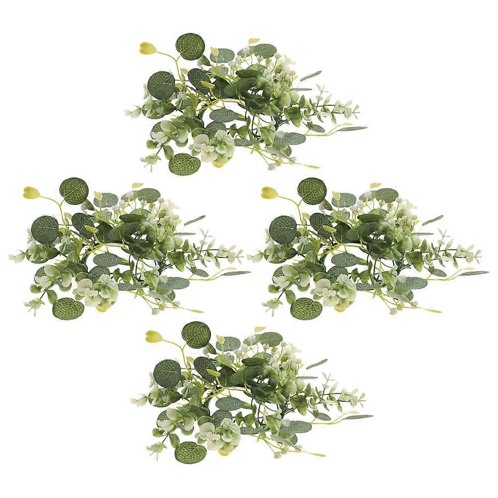 Table Wreath Centerpieces for Decoration 8Pcs Artificial Eucalyptus Candle Rings