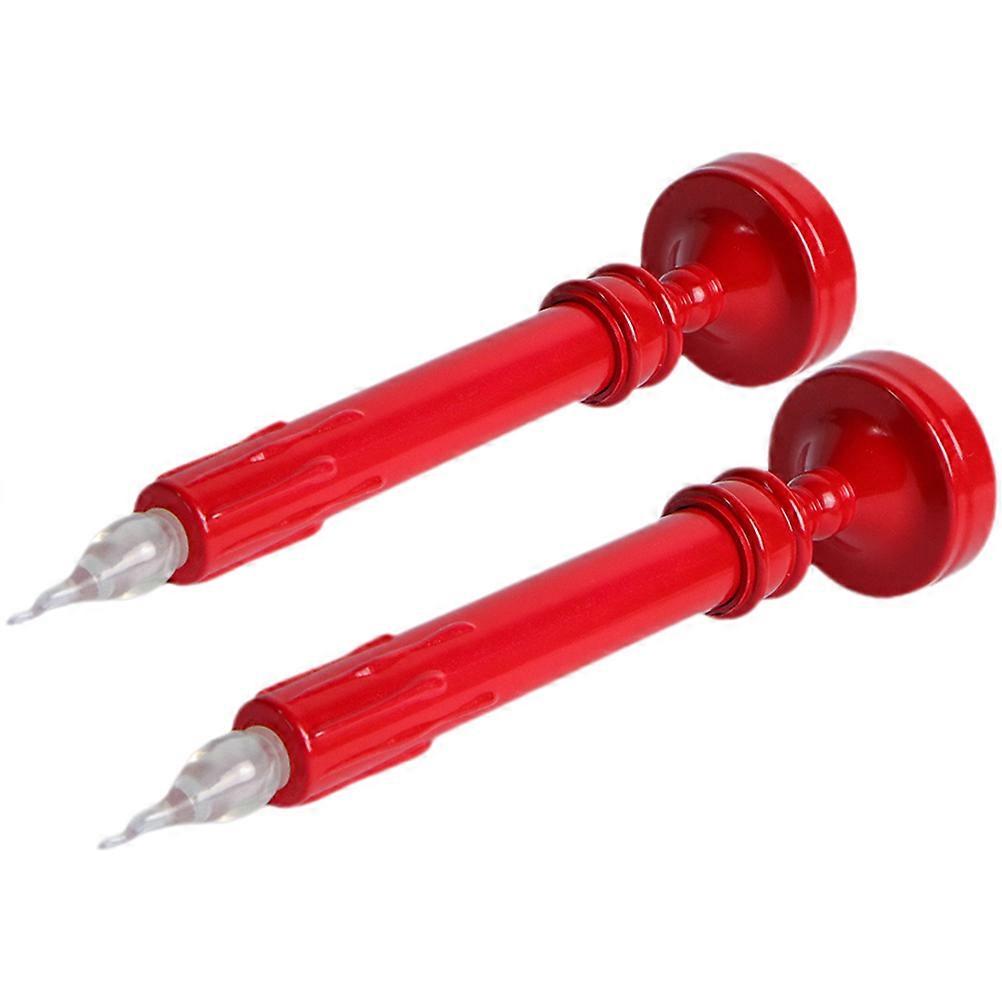 Battery Operated 2 Pairs Warm LED Candles Reusable Red Designed For Gardens Patio Sacrifice Events 25.3x5.8cm