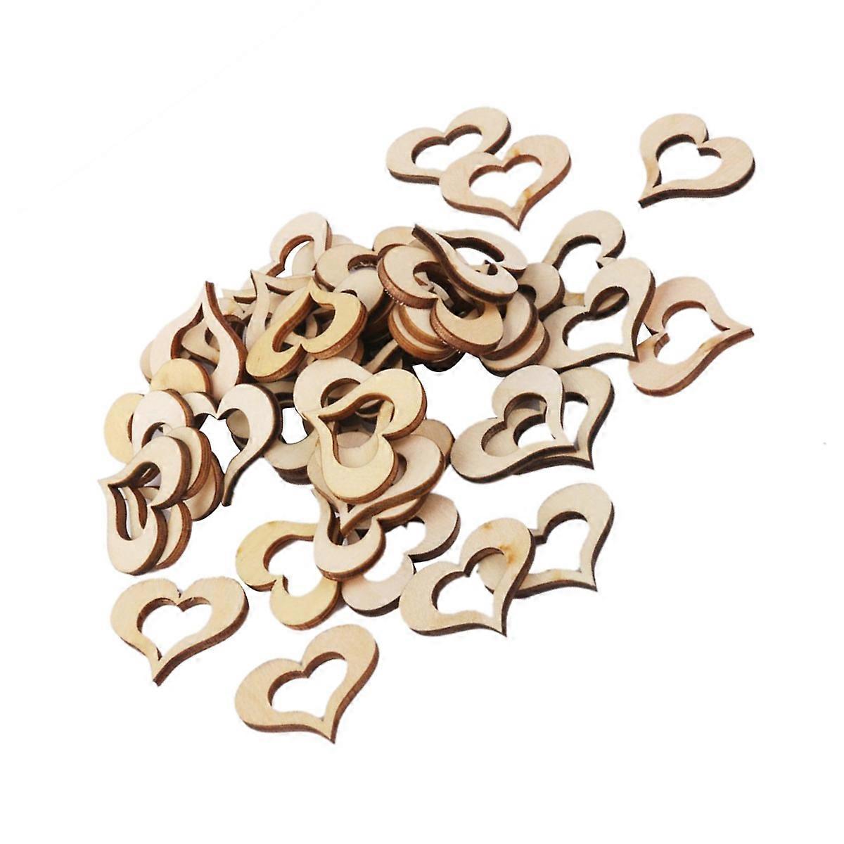 Log Discs Wooden Heart Embellishments for Art Crafts 200Pcs
