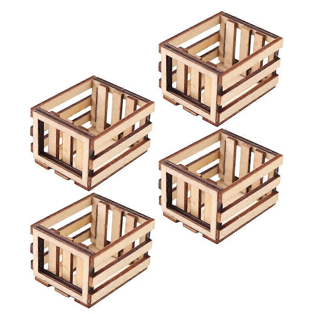 Miniature Storage Wooden Crates Dollhouse Basket for Storage 8Pcs
