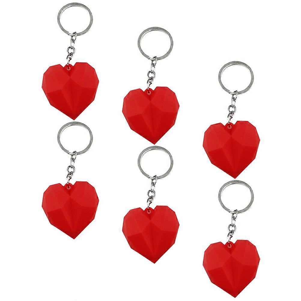 Heart Shape PVC Keychain Valentine's Day Key Ring for Bag Pendant 6Pcs