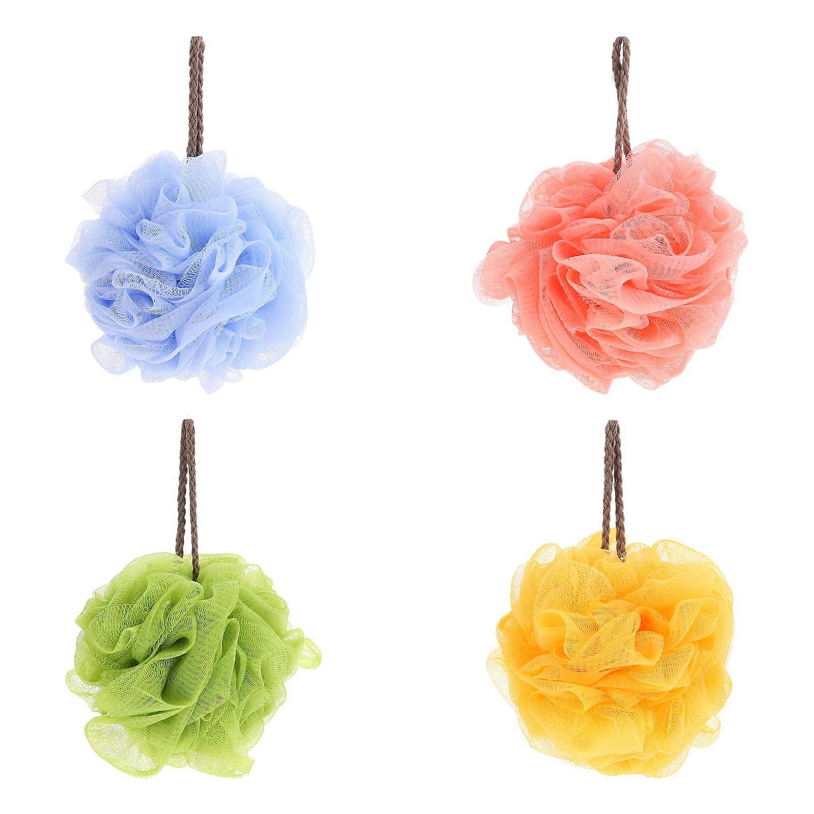 Foaming Bath Ball 4Pcs Round Bathing Supplies Shower Tool Hanging Design Assorted Color Environmentally Friendly Materials