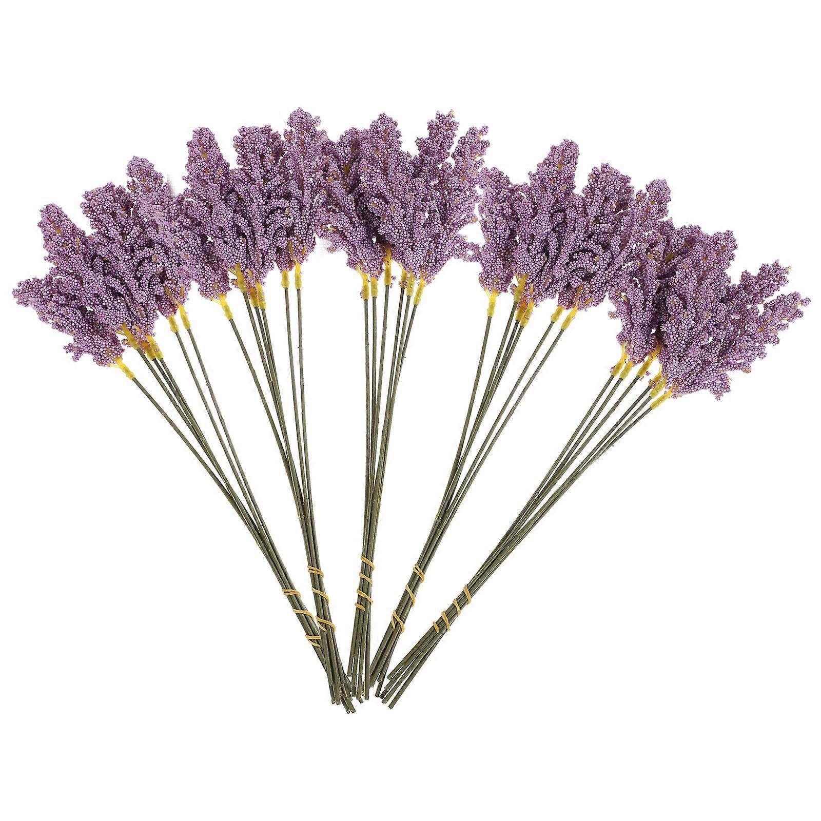 Wheat Ear Bouquet 5Pcs Purple Plastic for Versatile Decor and Wedding
