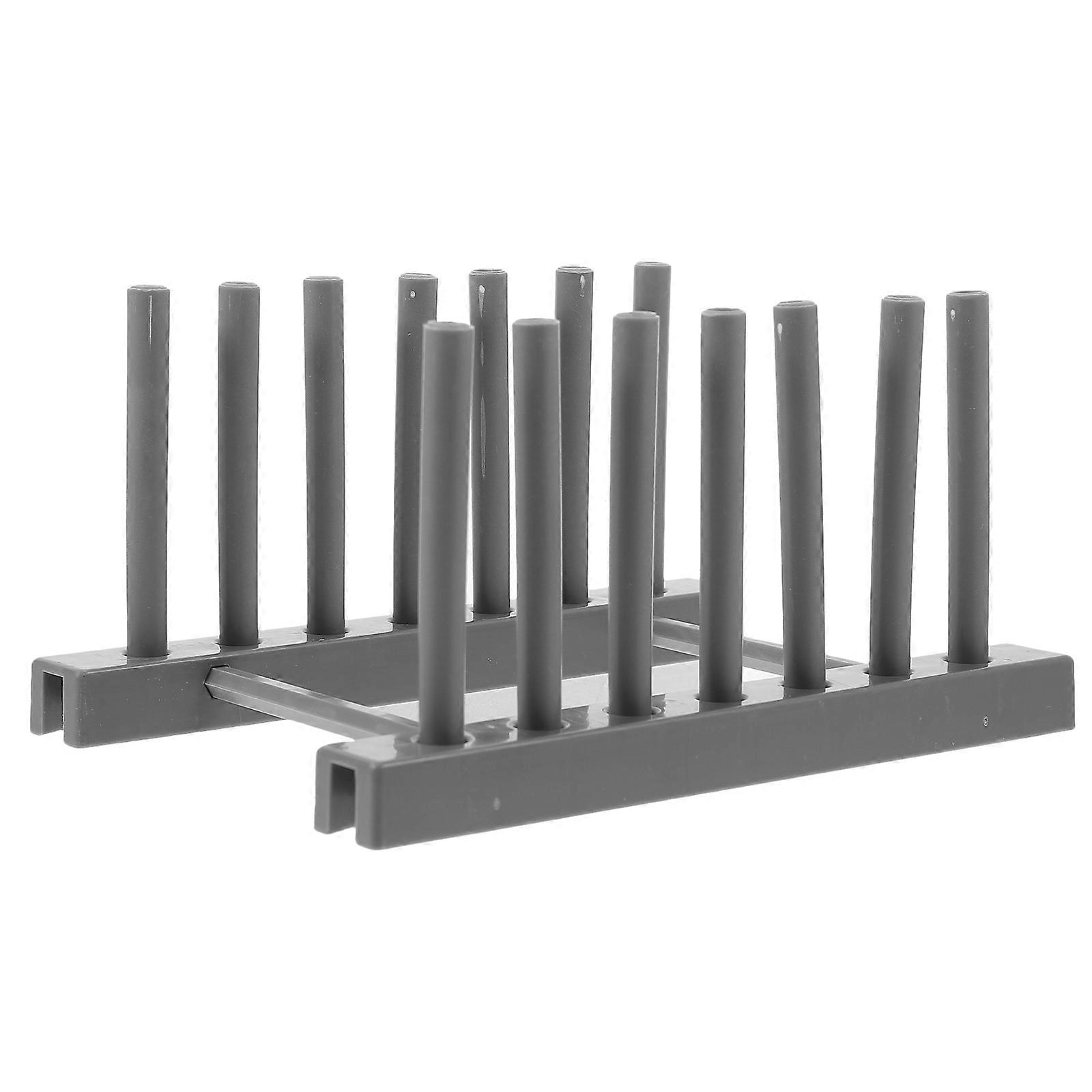 Plate and Bowl Organizer Rack for Storage Use 2Pcs Plastic Grey Holder