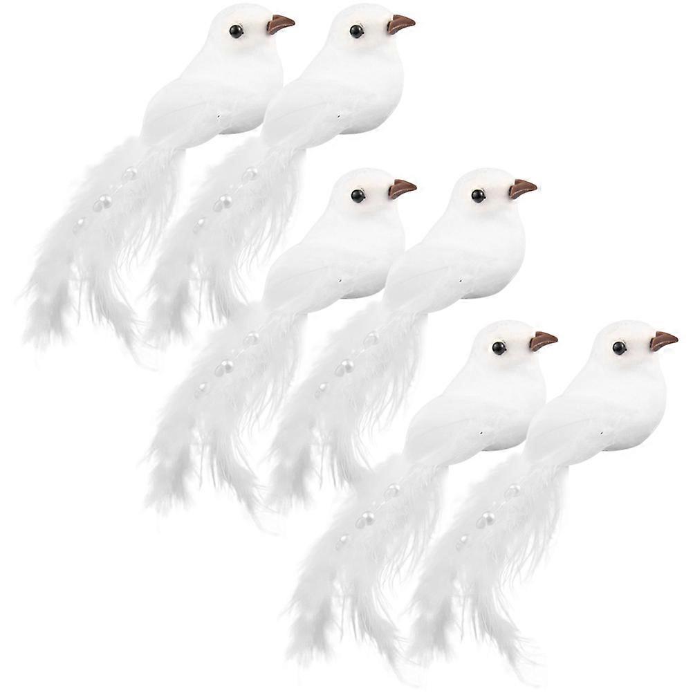 Simulation Bird Ornaments Artificial Bird for Decor 18Pcs White Set