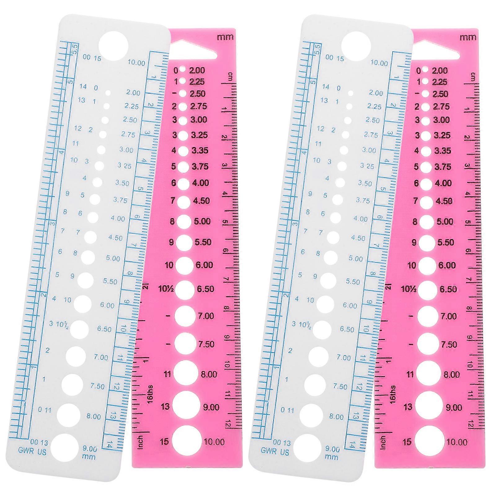 Measurement Ruler Sewing Weaving Needle Gauge Assorted Color 5.3X3.8CM Ruler 4Pcs