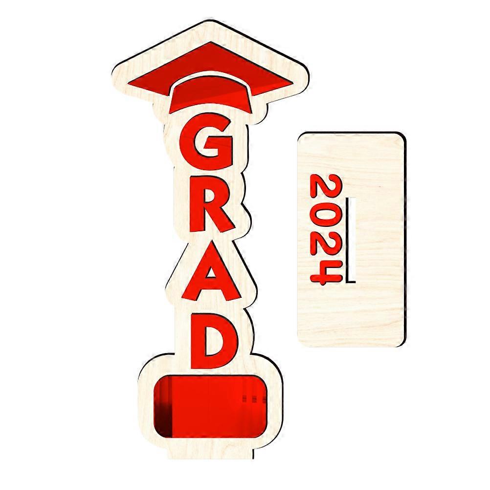 Graduation Party Table Decoration Wooden Sign Class Of 2024 Photo Prop 3Pcs Red Rectangular Ornament