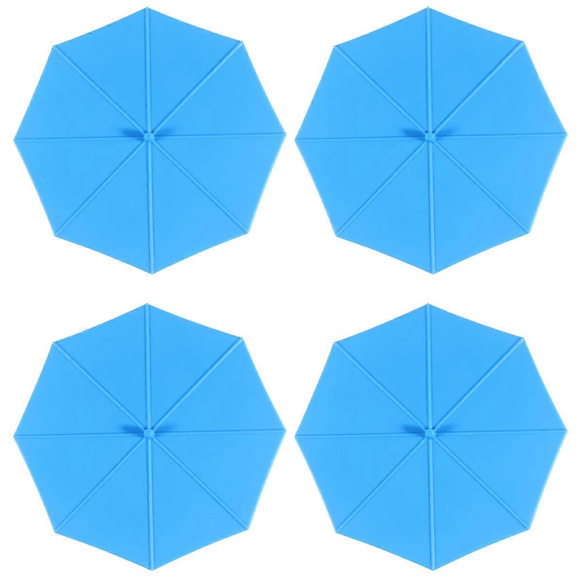 Blue Silicone Cup Lid Umbrella Design for Practical Use 12Pcs